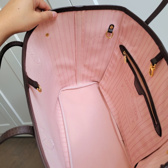 💕Louis Vuitton Neverfull MM Damier Ebene "ROSE Ballerine Interior" Tote Bag - Picture 10 of 16